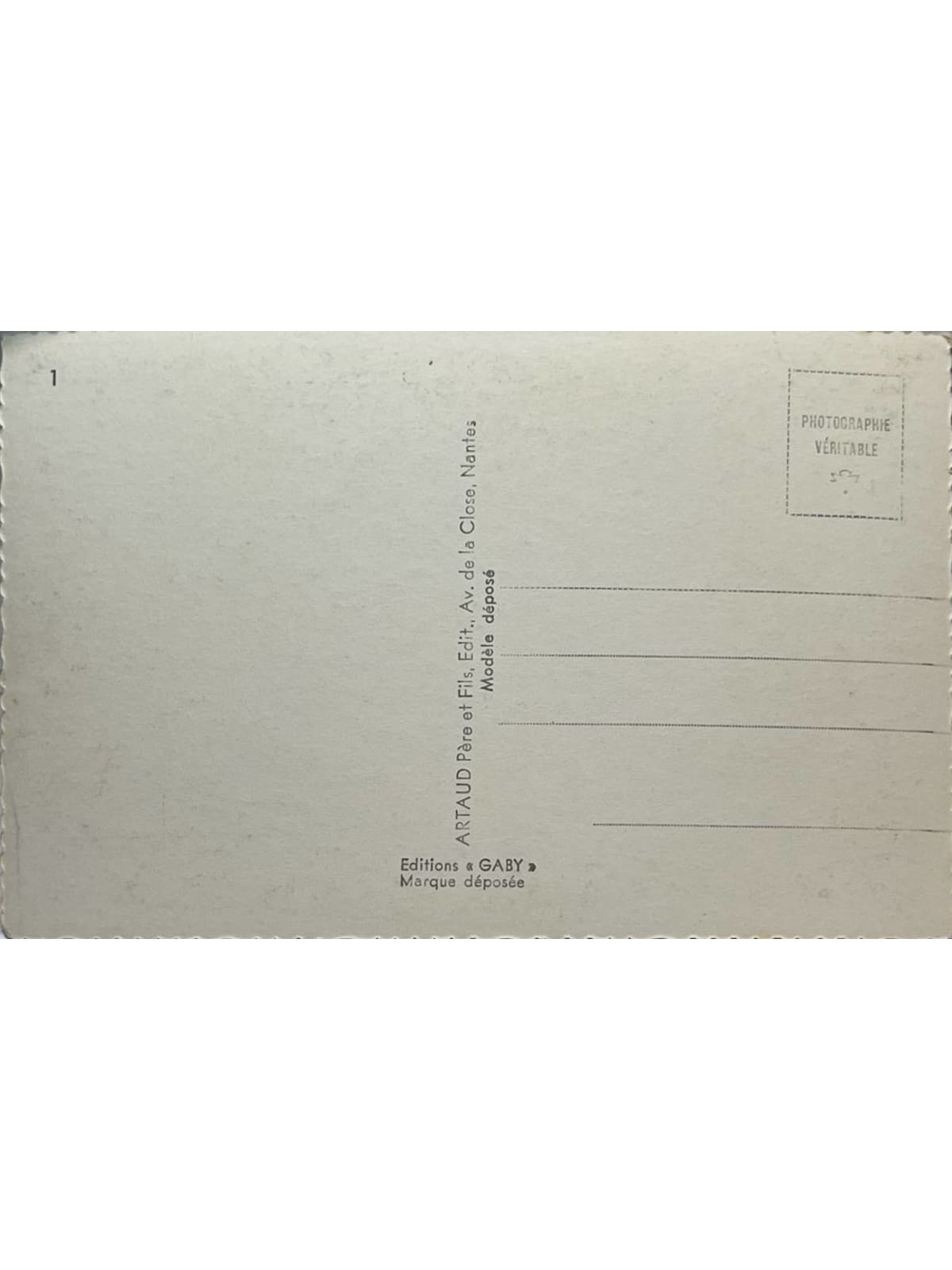Verso de la carte postale