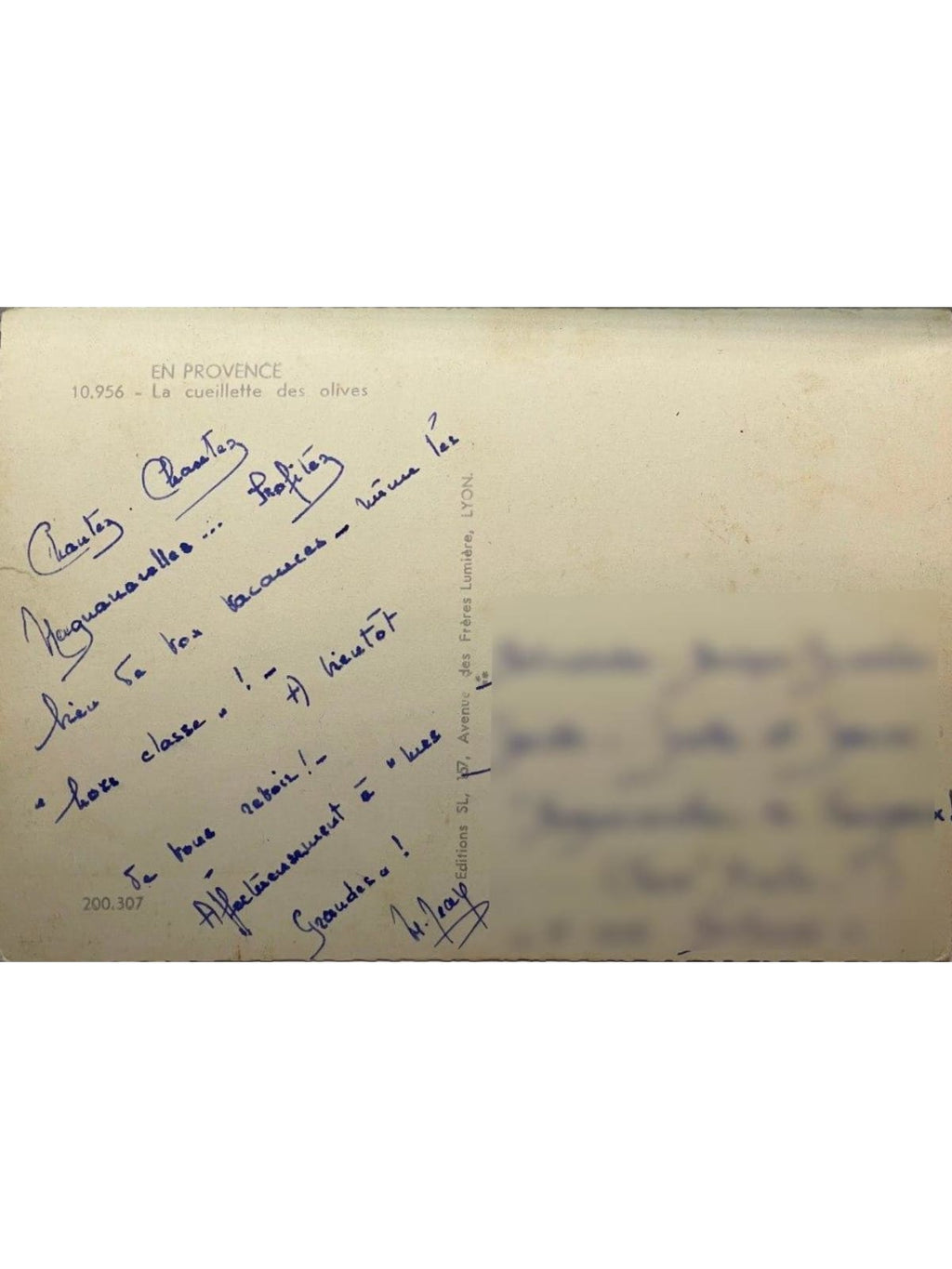 Verso de la carte postale