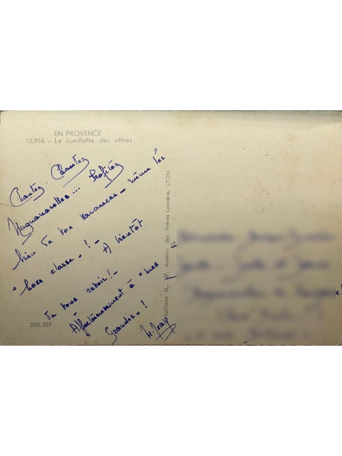 Verso de la carte postale