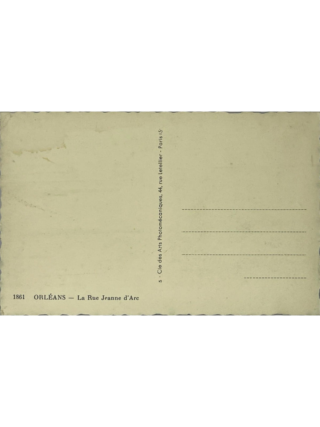 Verso de la carte postale