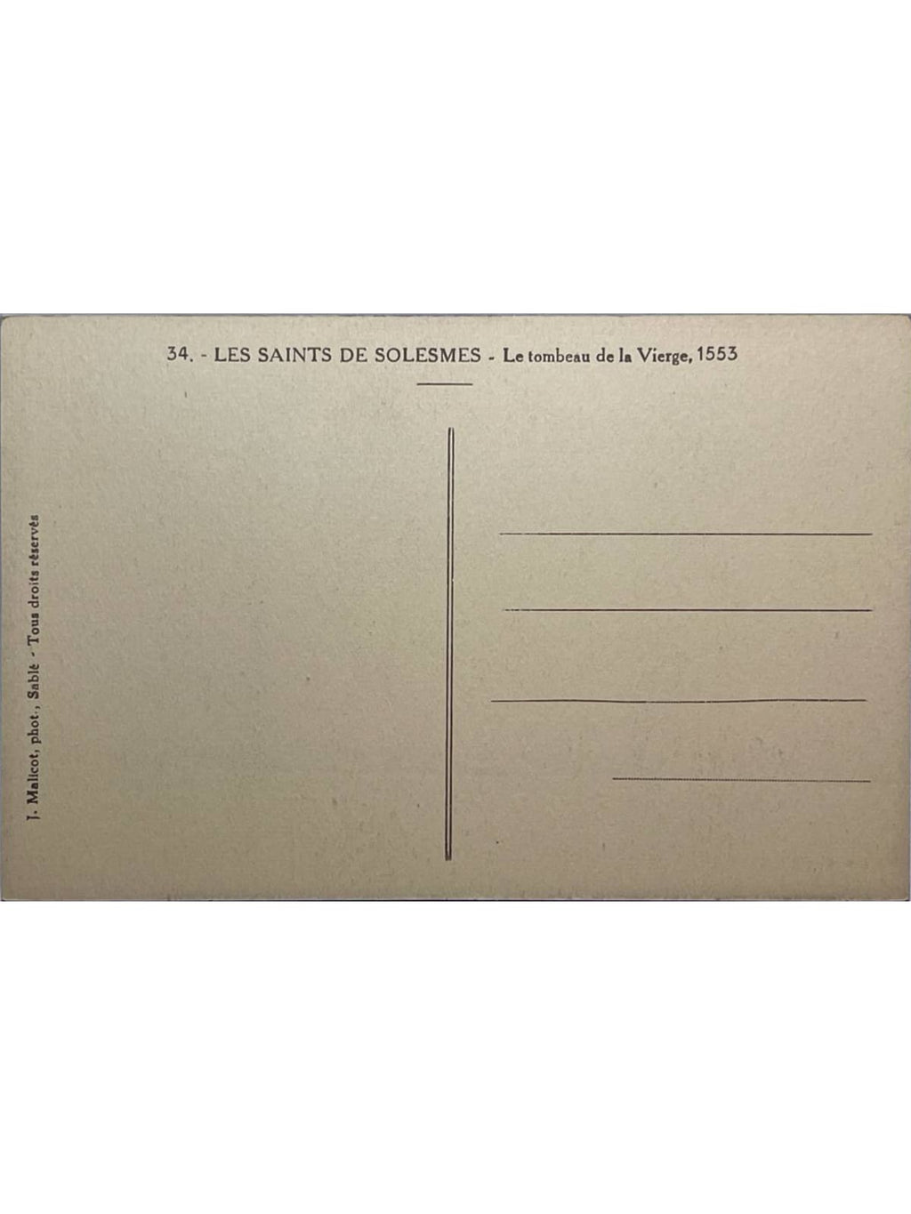 Verso de la carte postale