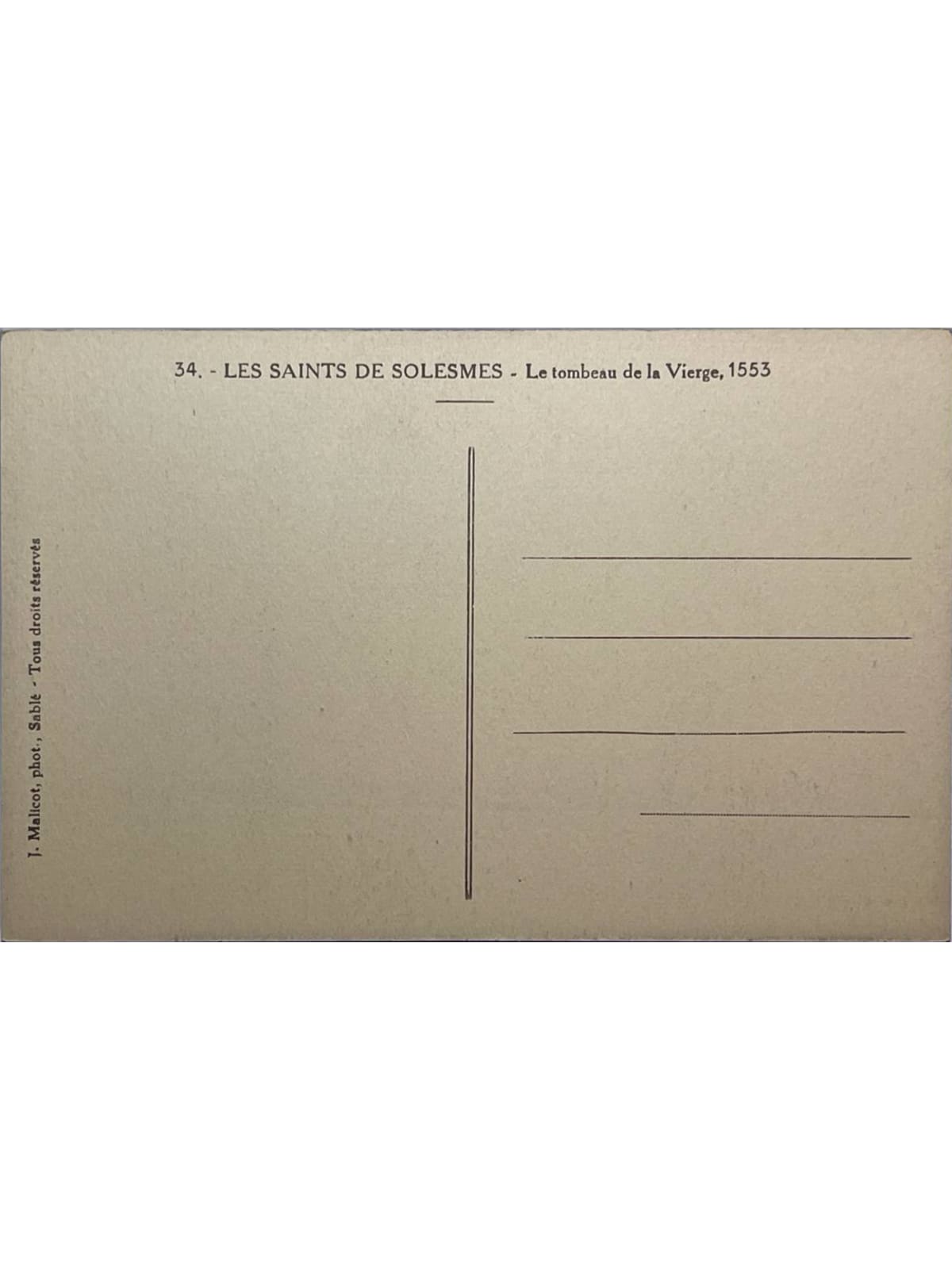 Verso de la carte postale