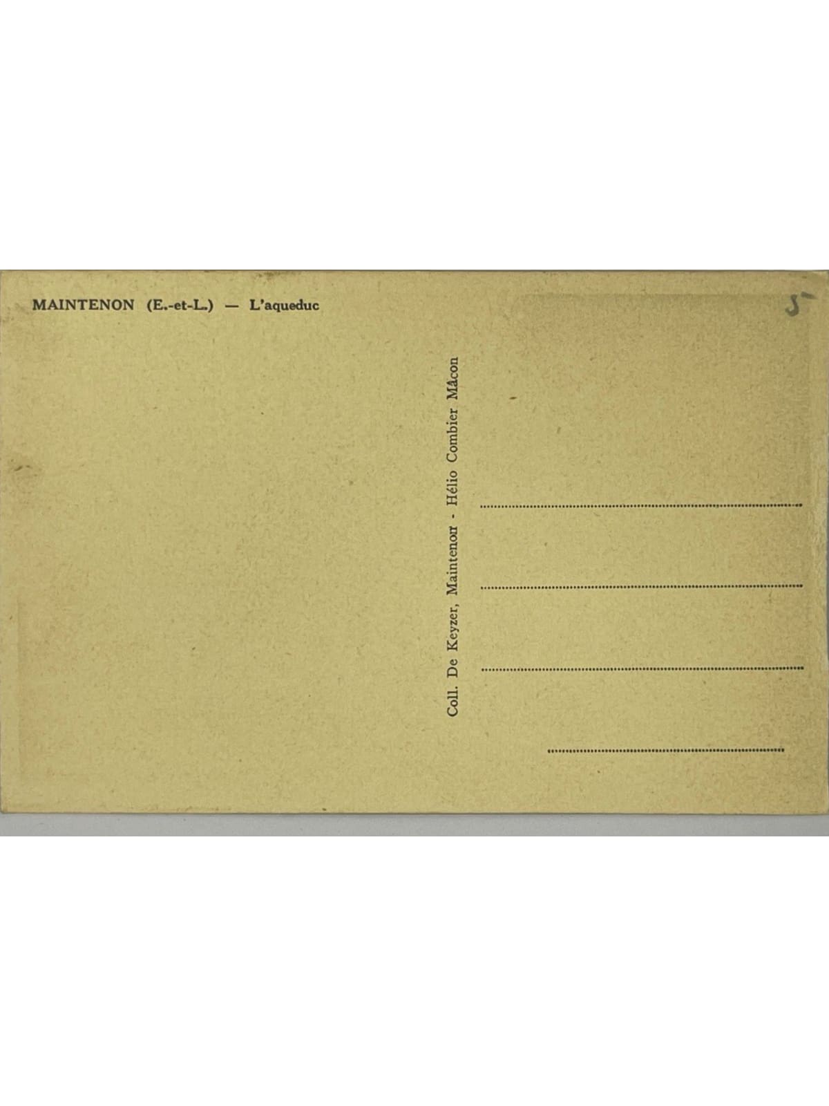 Verso de la carte postale