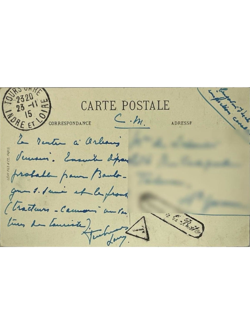 Verso de la carte postale