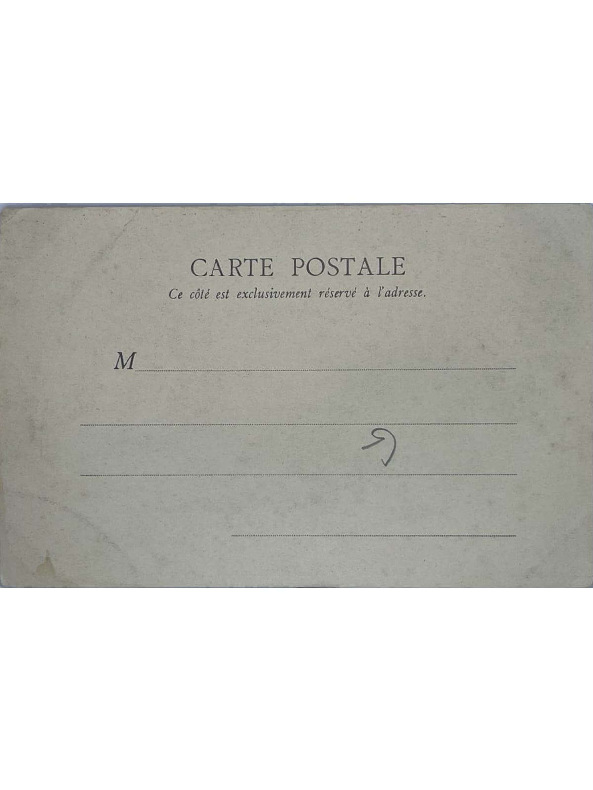 Verso de la carte postale