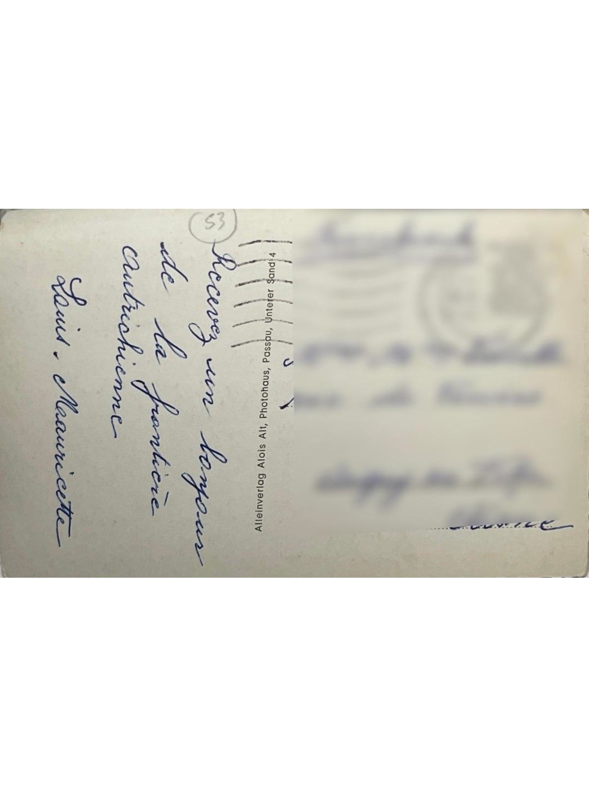 Verso de la carte postale