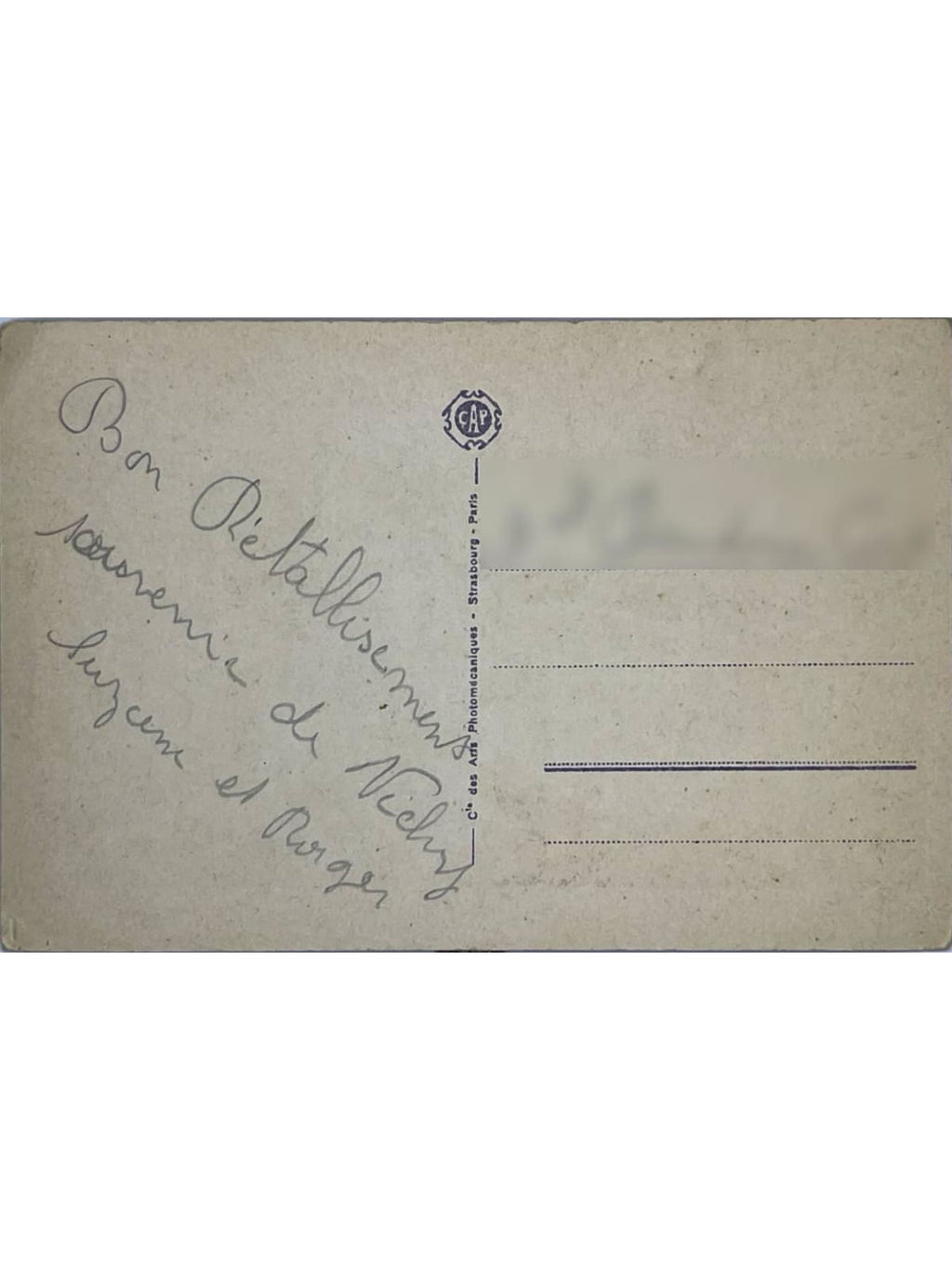 Verso de la carte postale