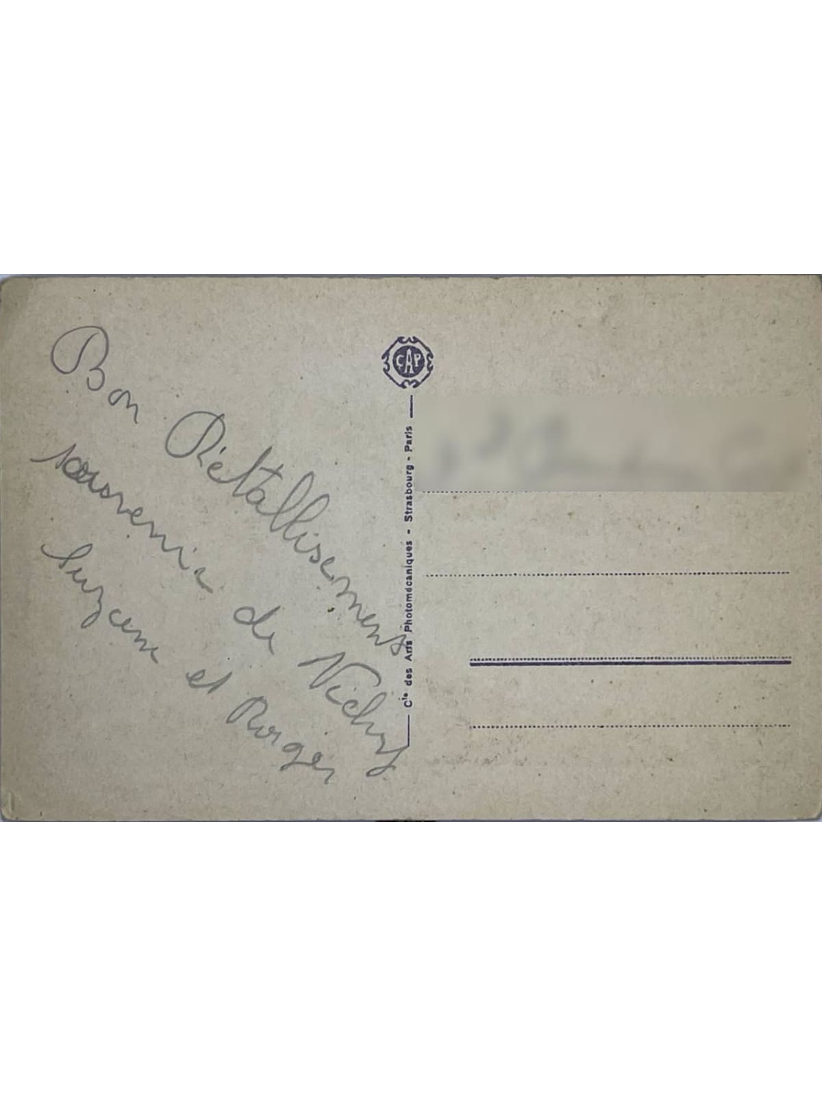 Verso de la carte postale