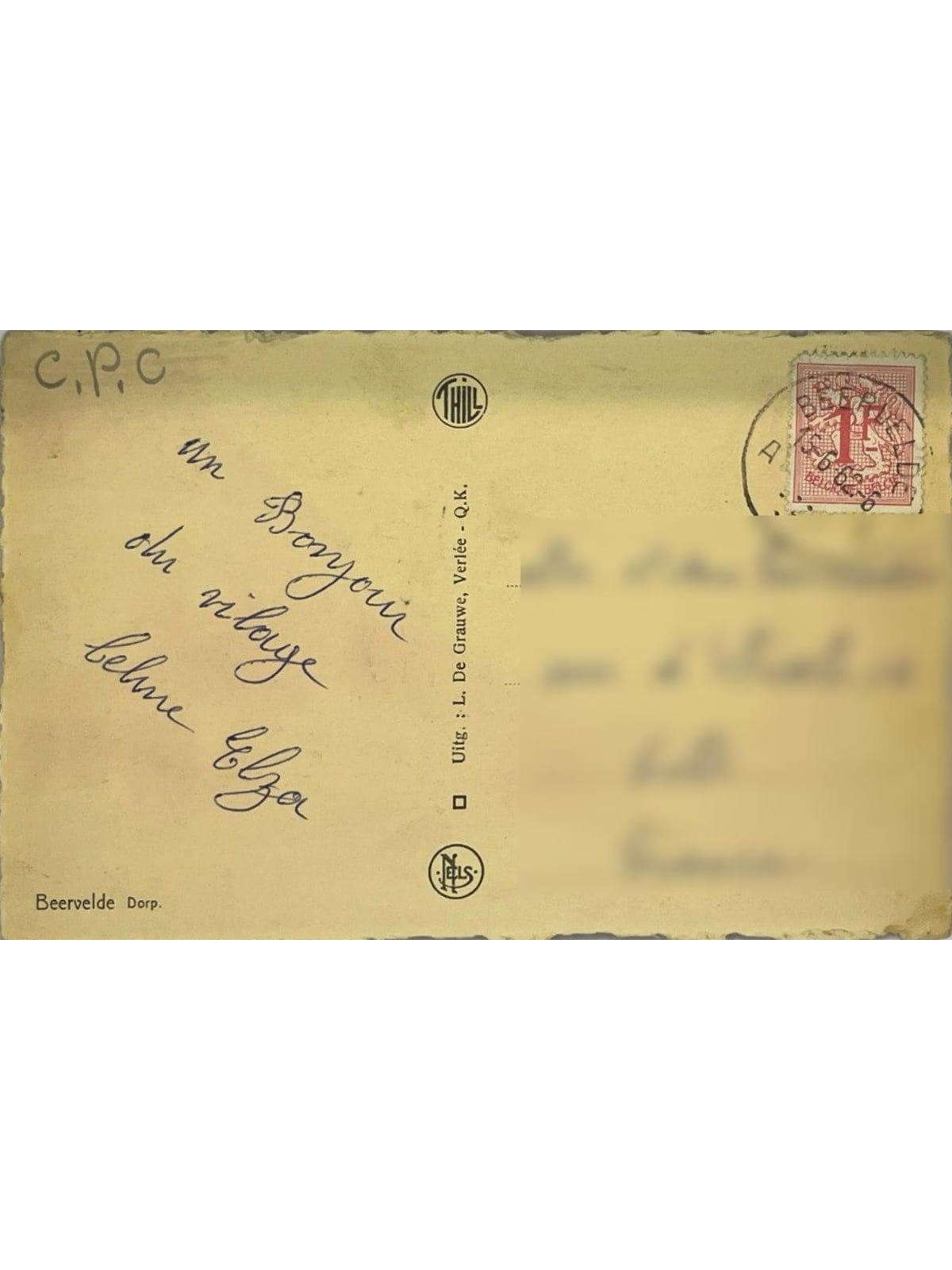 Verso de la carte postale