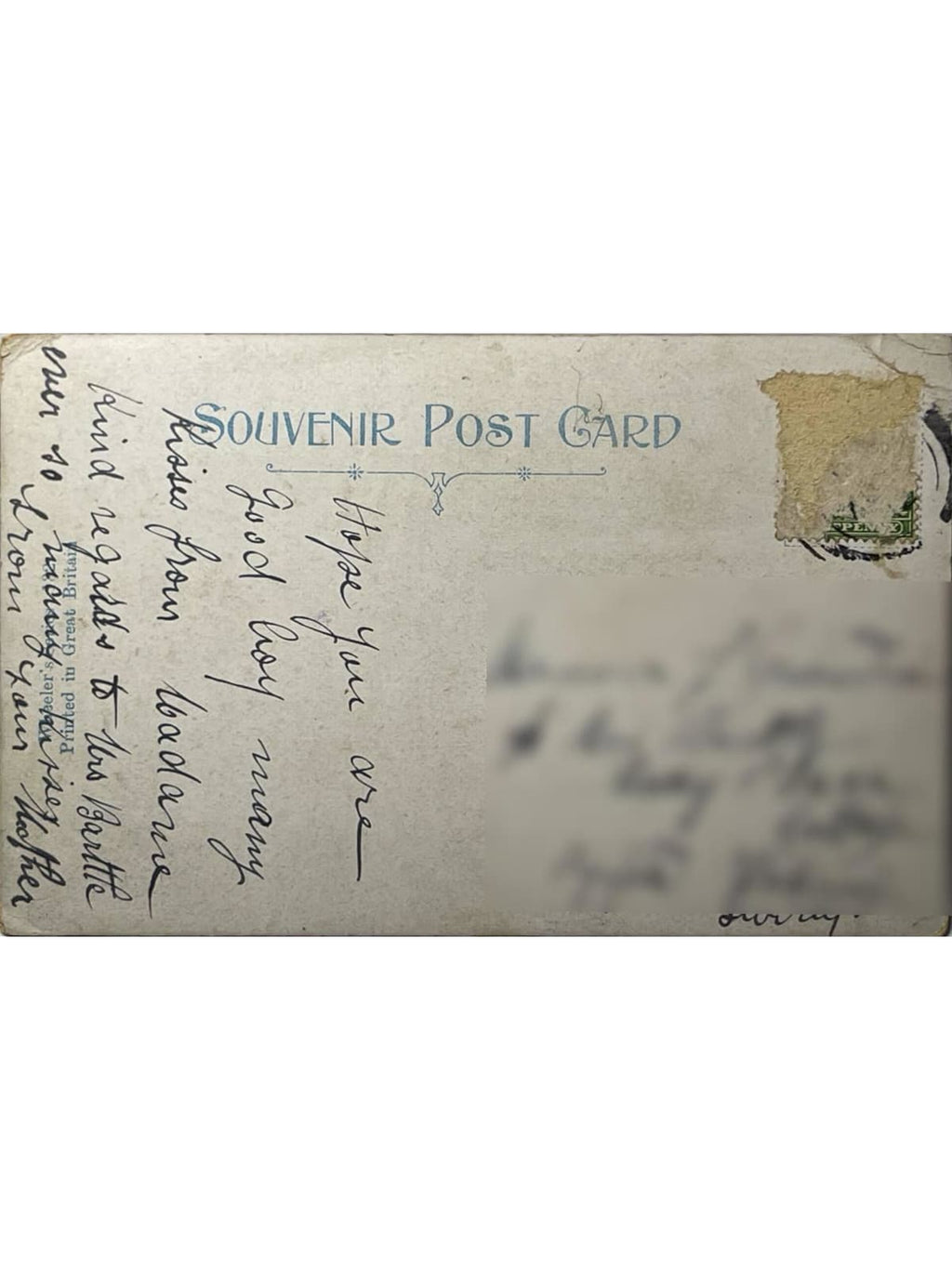 Verso de la carte postale