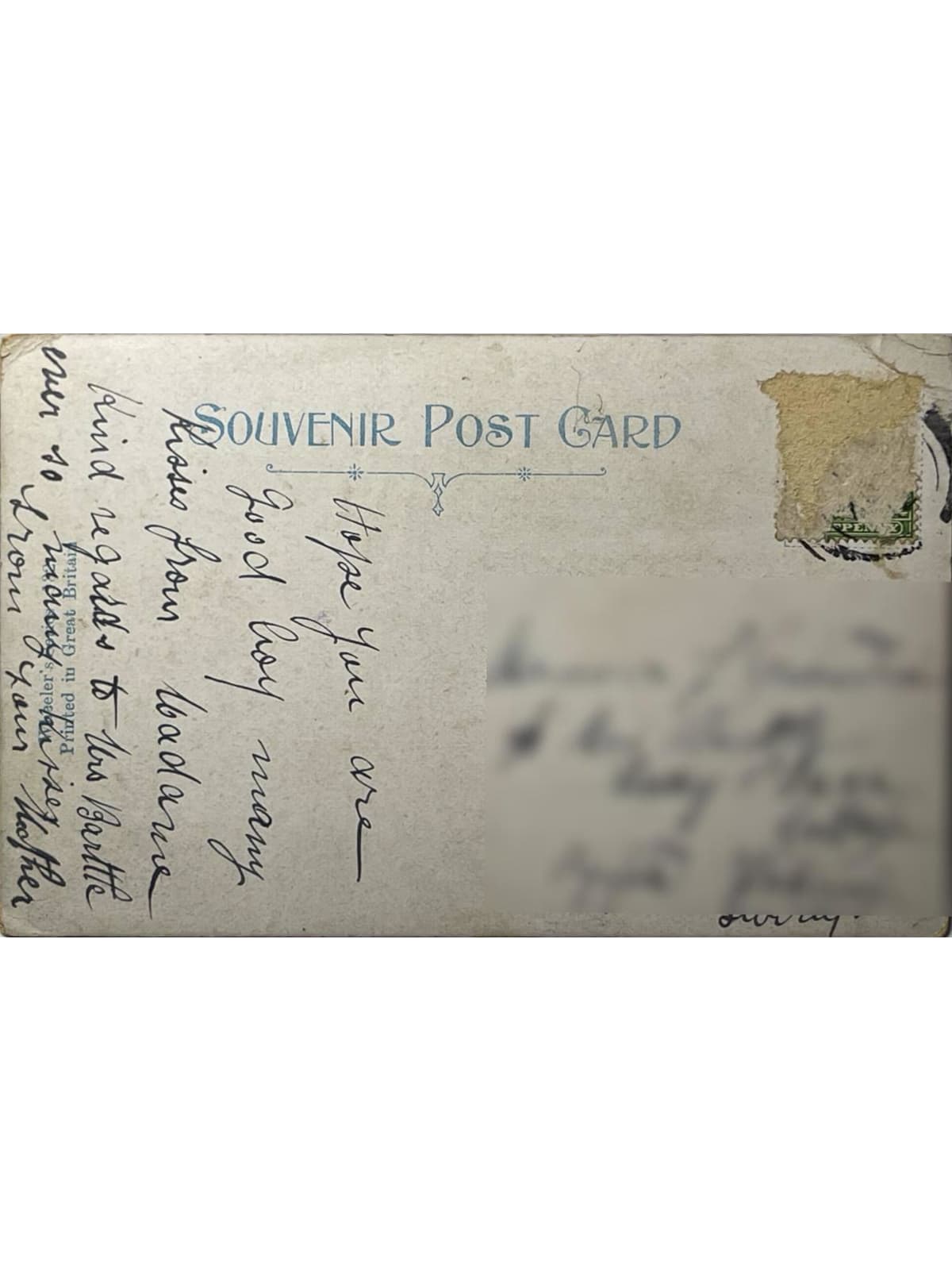 Verso de la carte postale