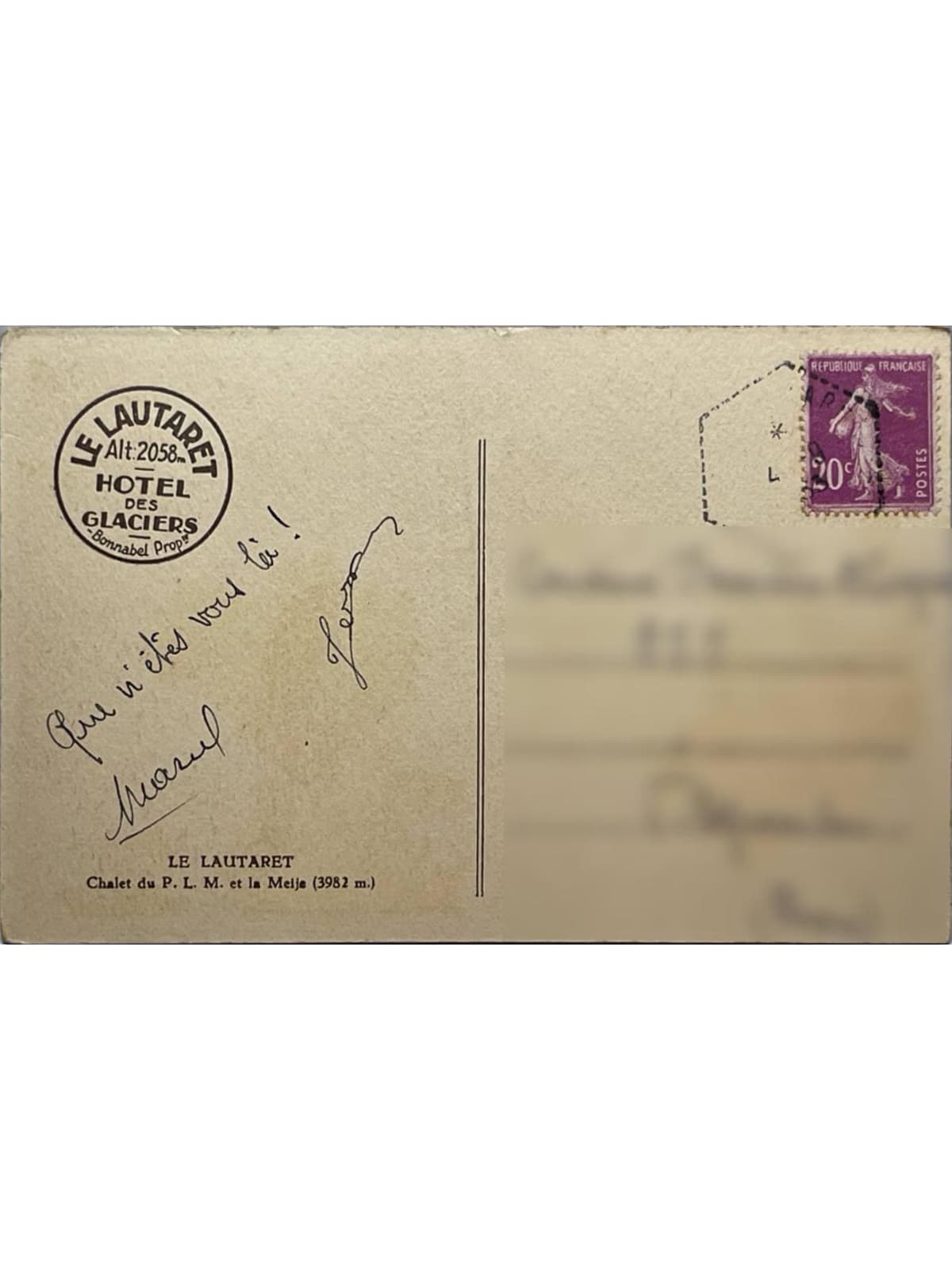 Verso de la carte postale