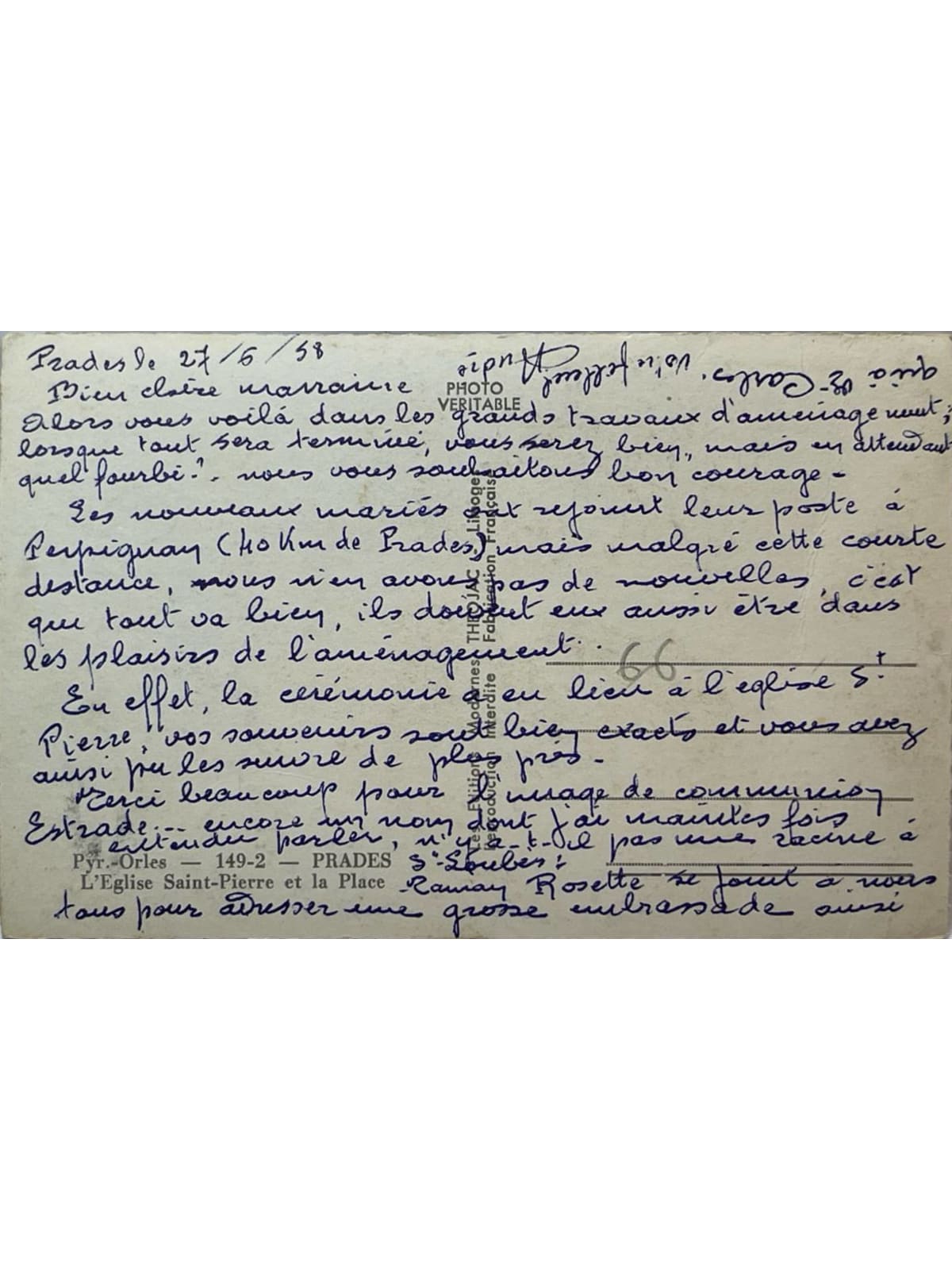 Verso de la carte postale