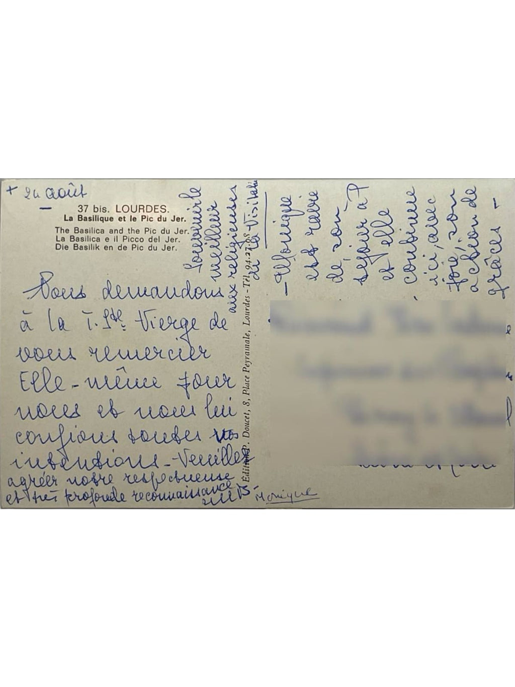 Verso de la carte postale