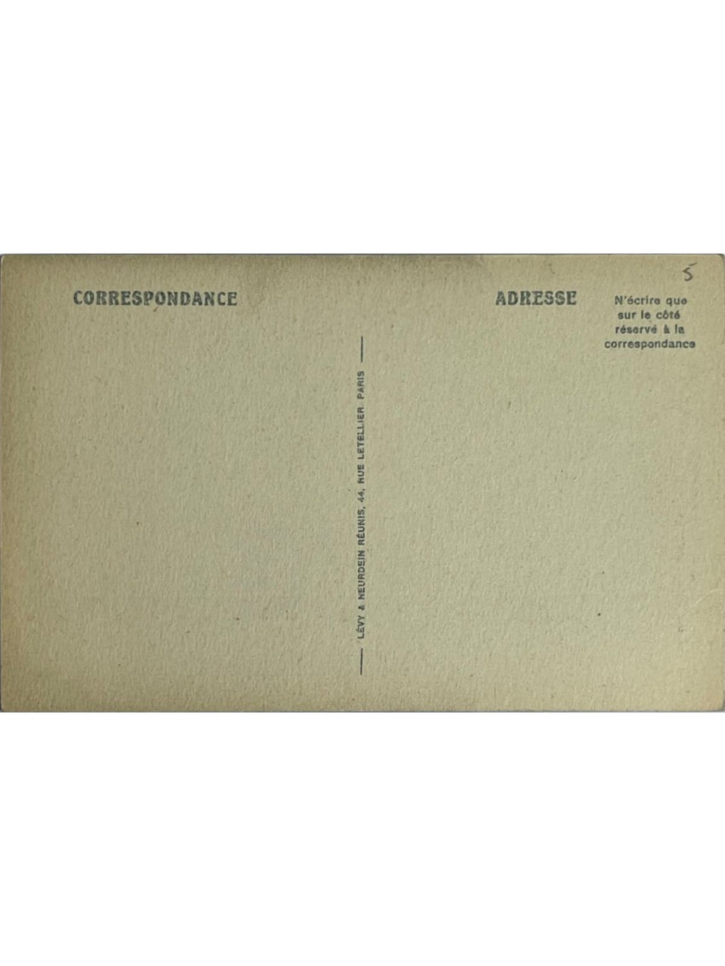 Verso de la carte postale