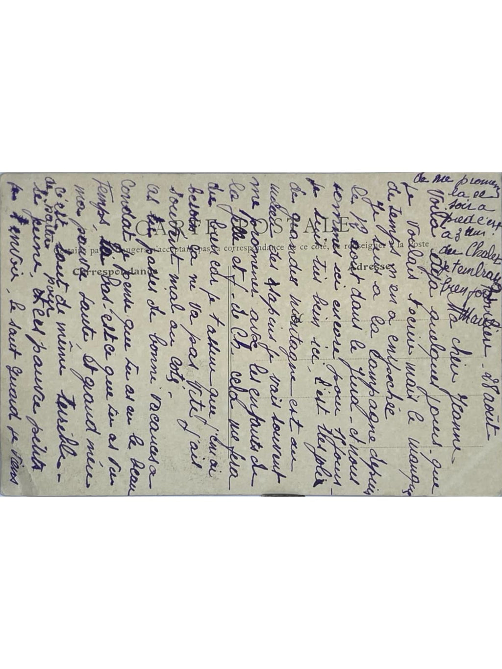 Verso de la carte postale