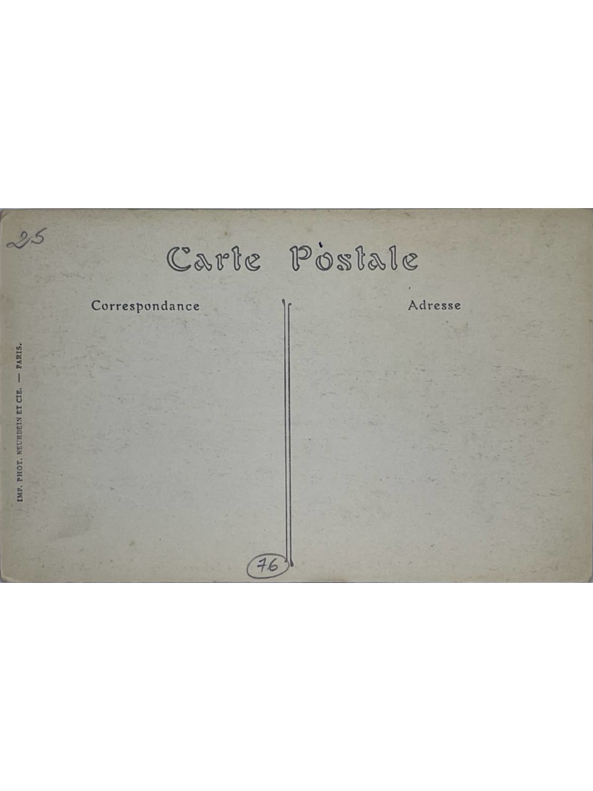 Verso de la carte postale