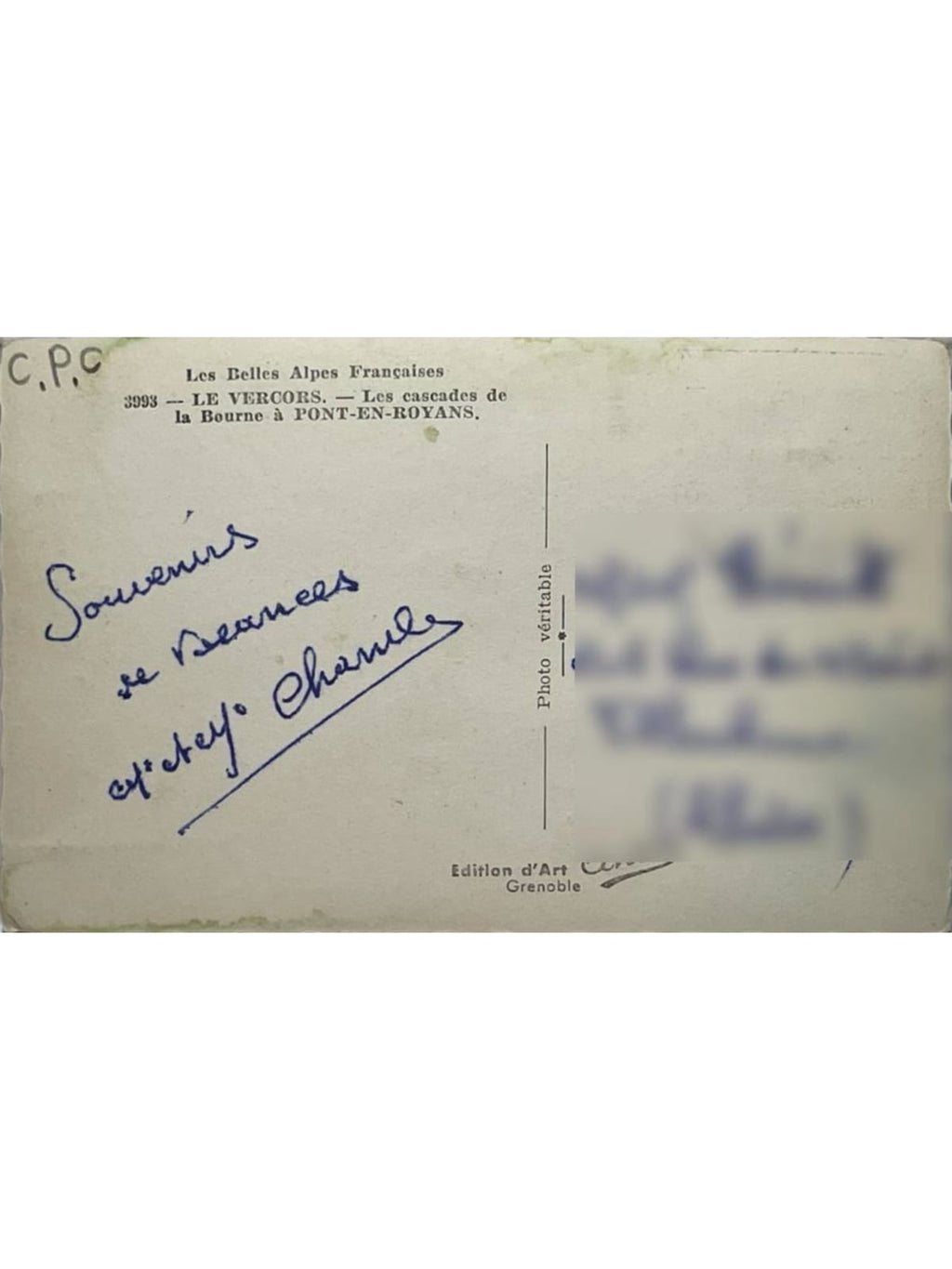 Verso de la carte postale