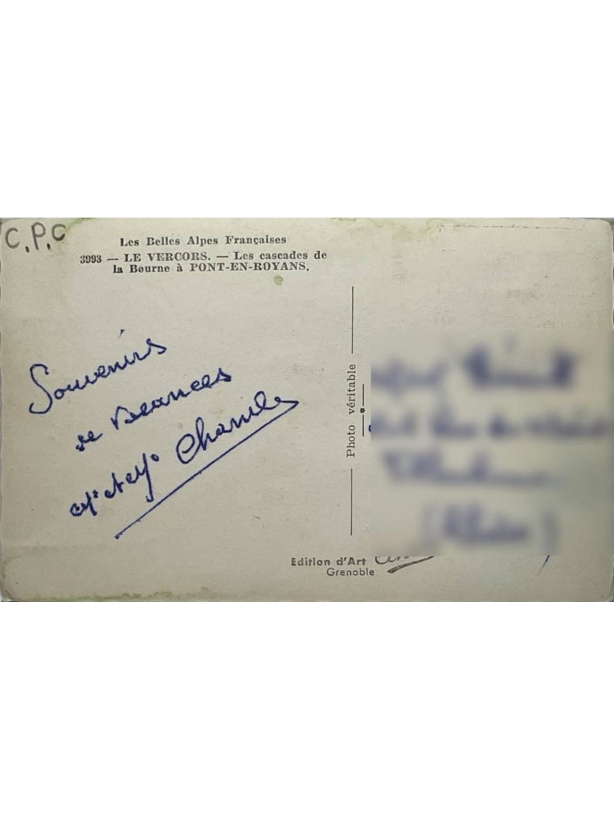 Verso de la carte postale