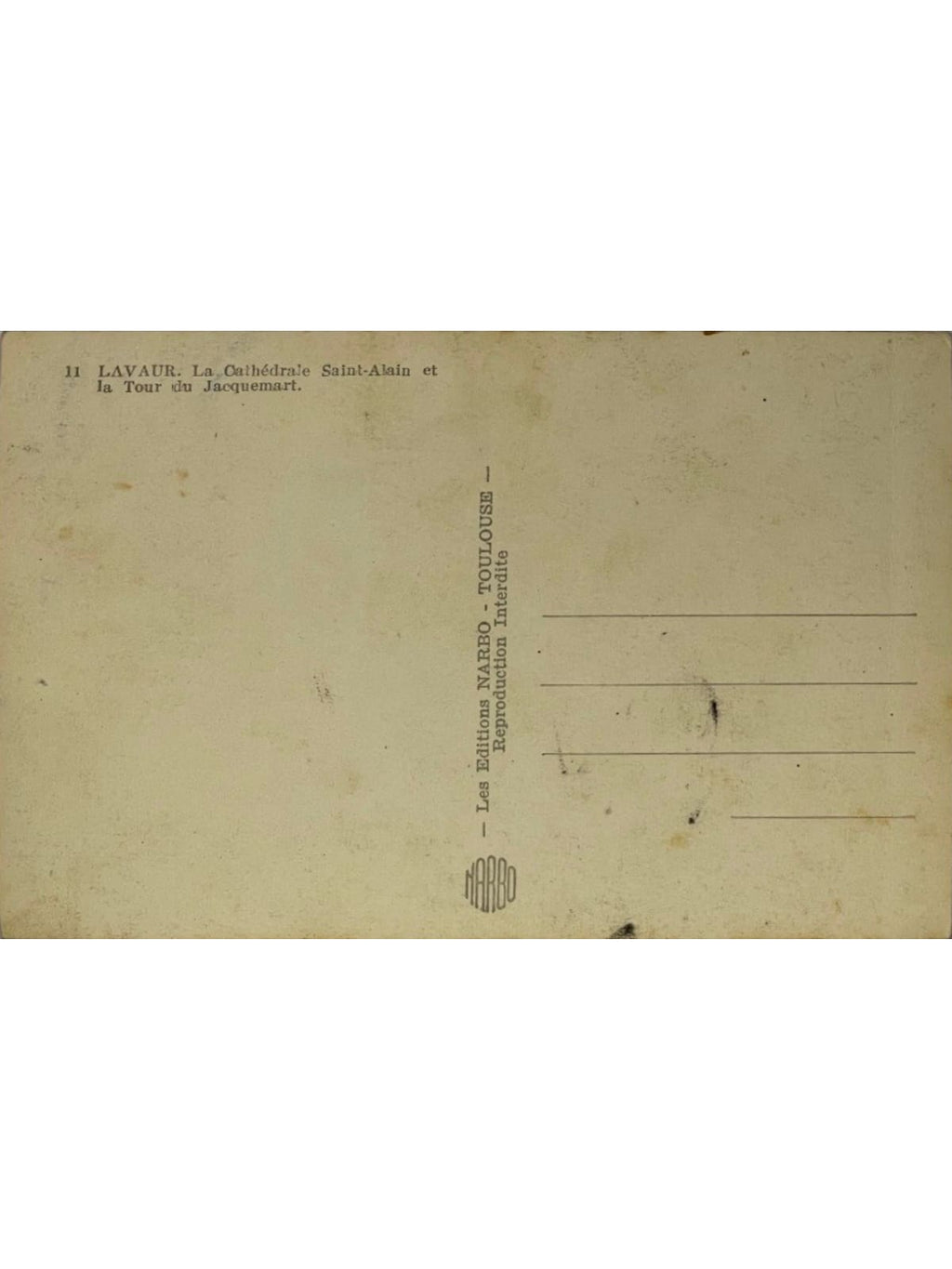 Verso de la carte postale