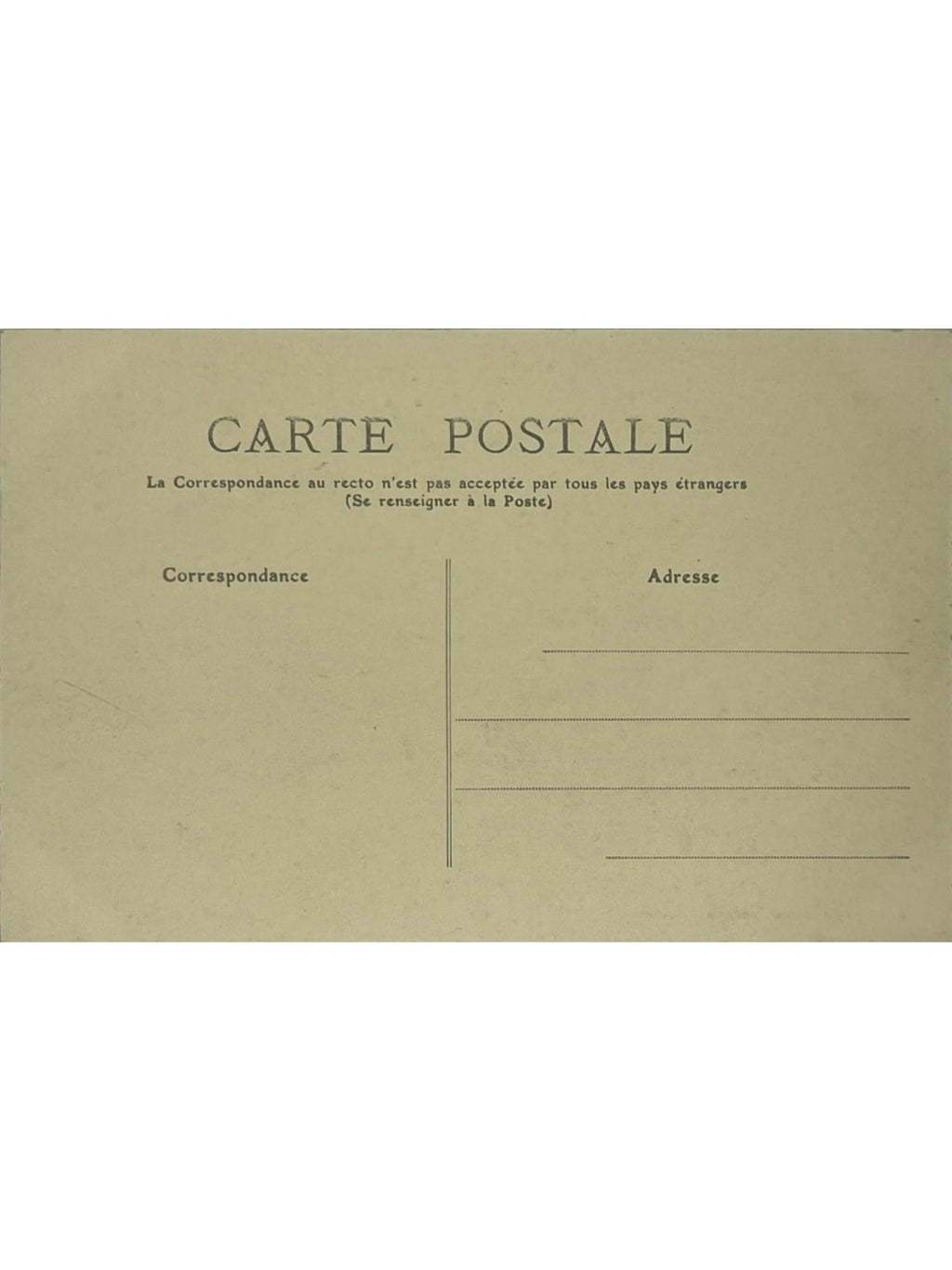 Verso de la carte postale
