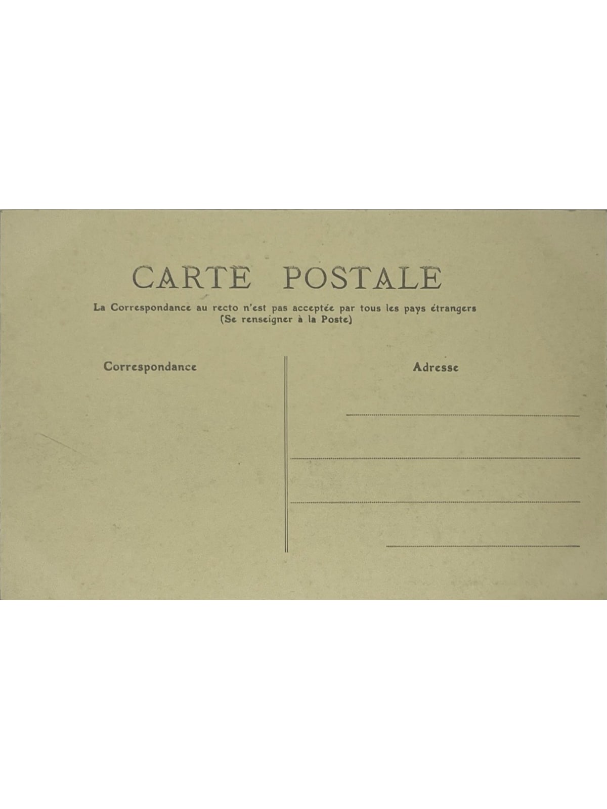 Verso de la carte postale