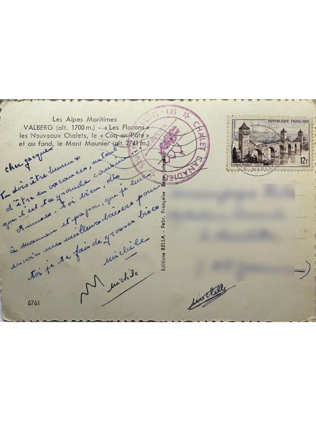 Verso de la carte postale