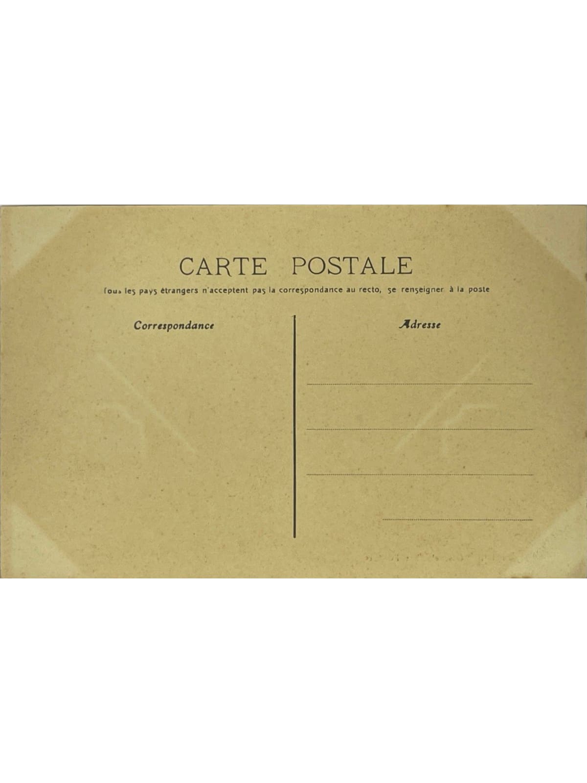 Verso de la carte postale