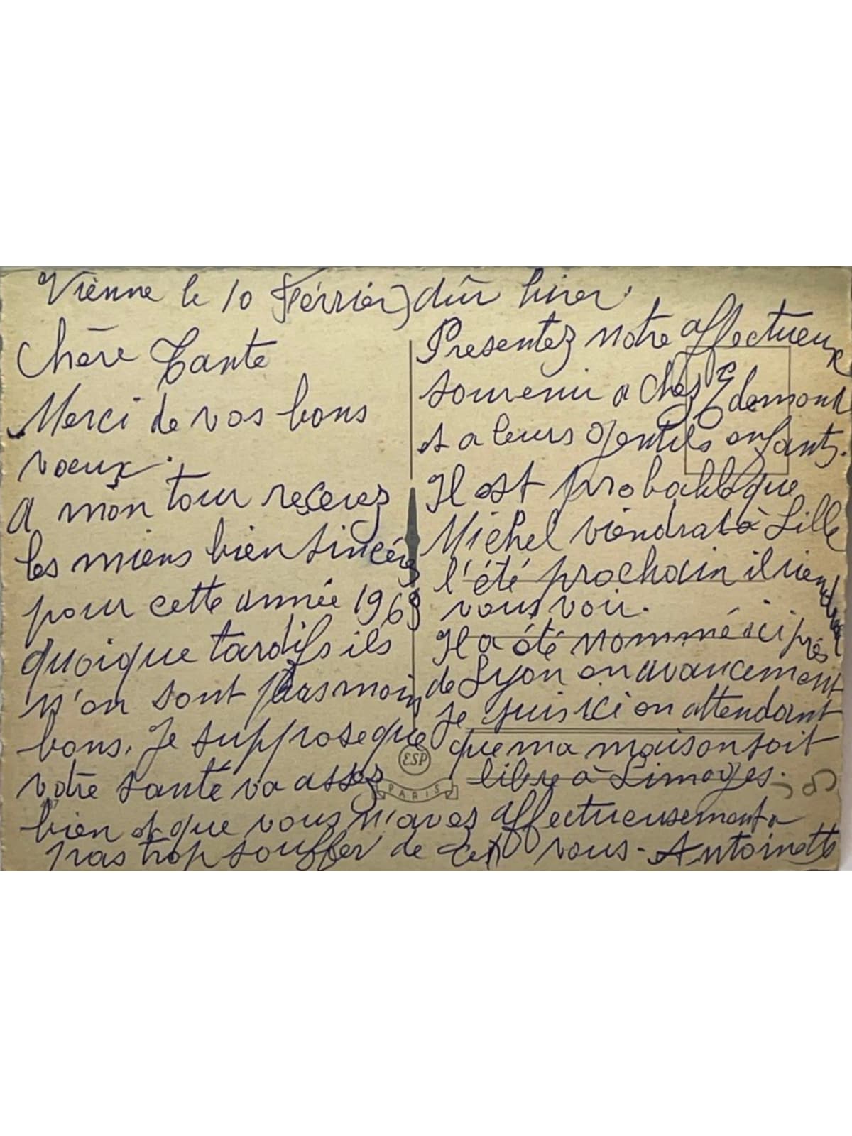 Verso de la carte postale