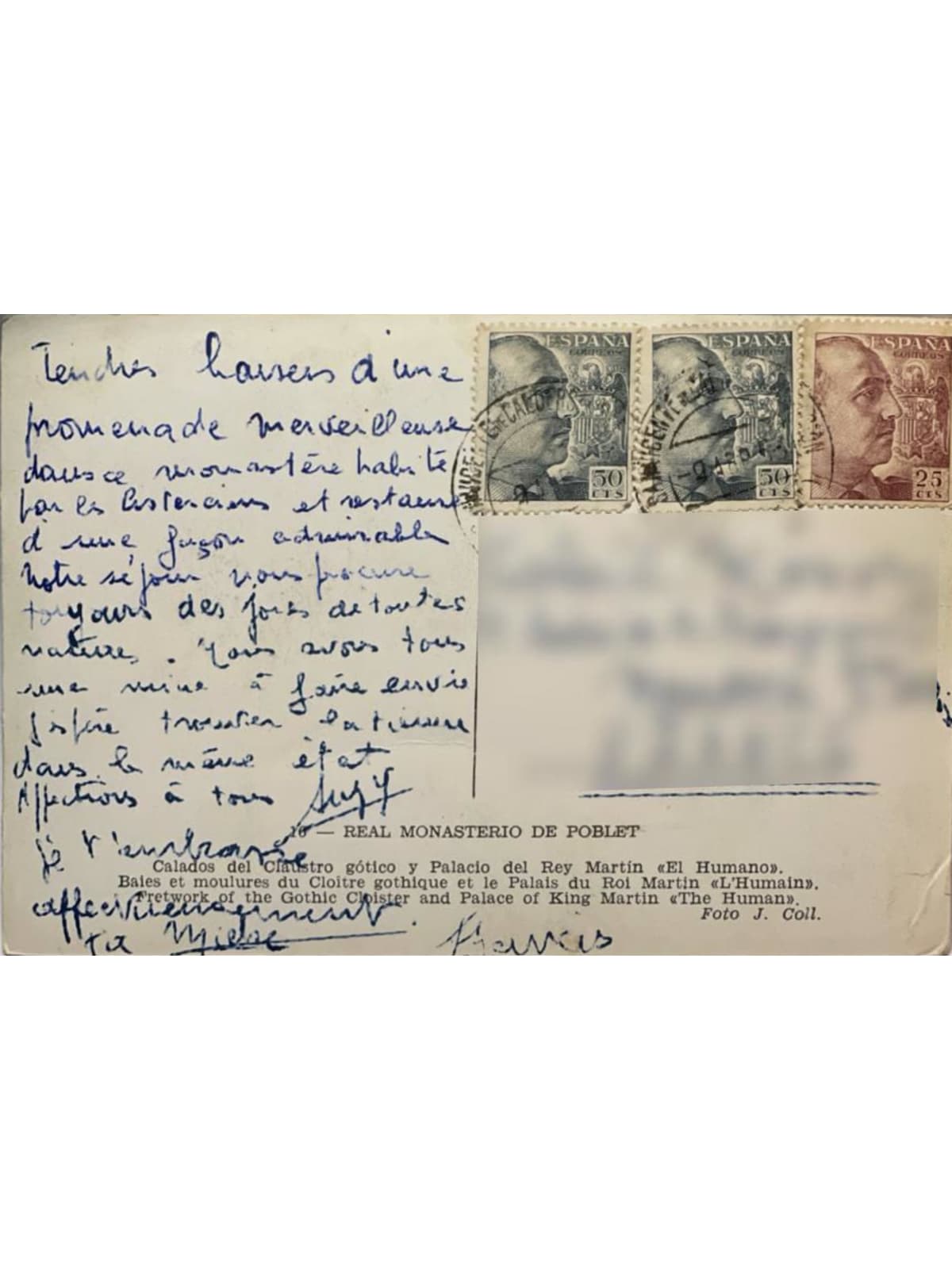 Verso de la carte postale