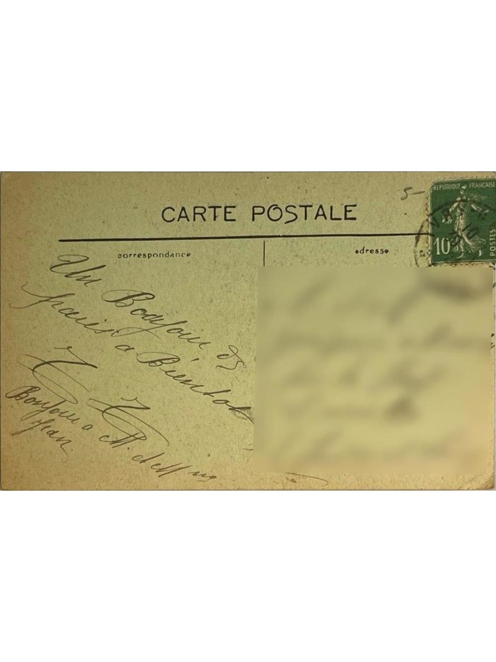 Verso de la carte postale