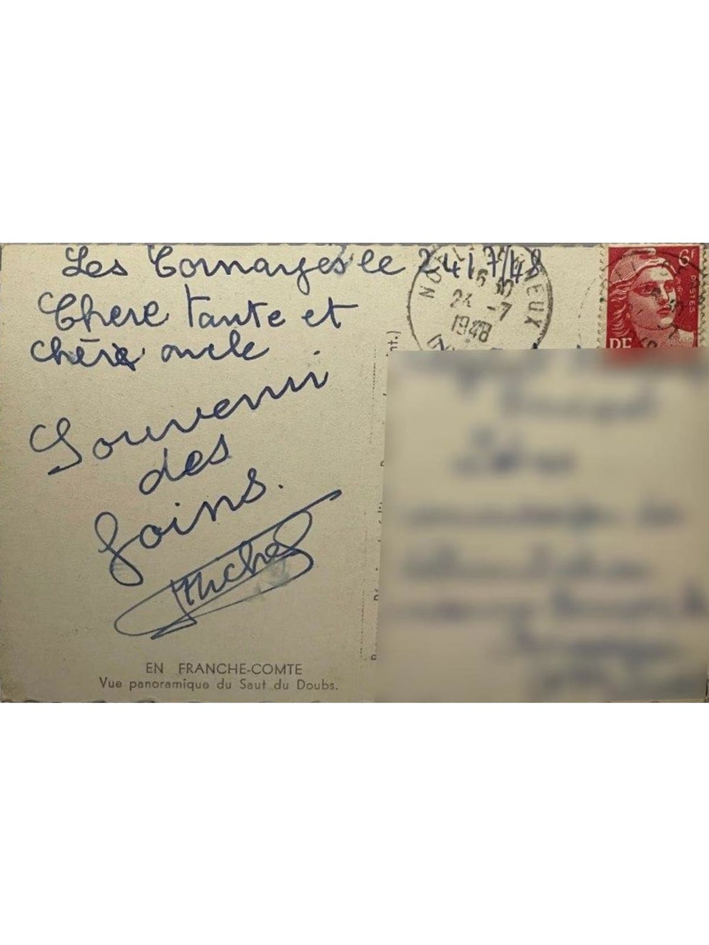 Verso de la carte postale