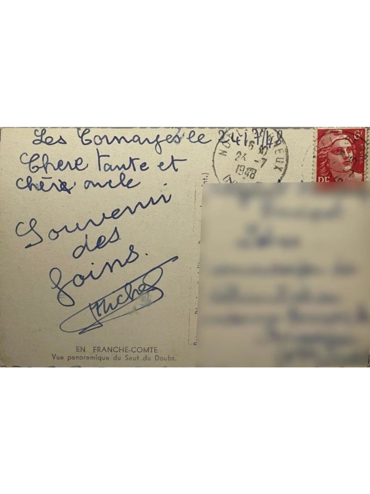 Verso de la carte postale