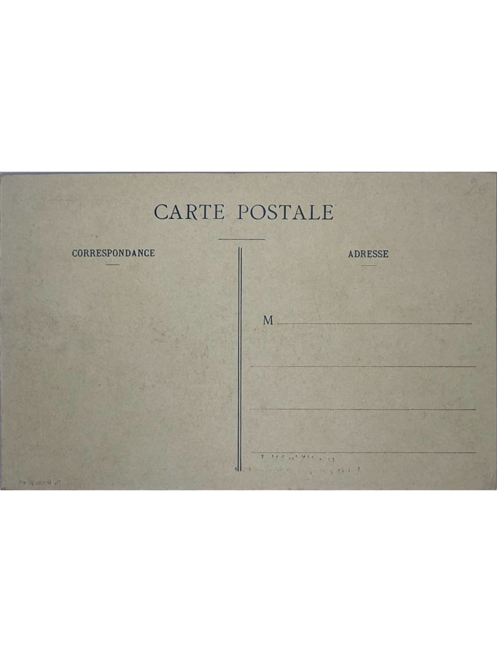 Verso de la carte postale