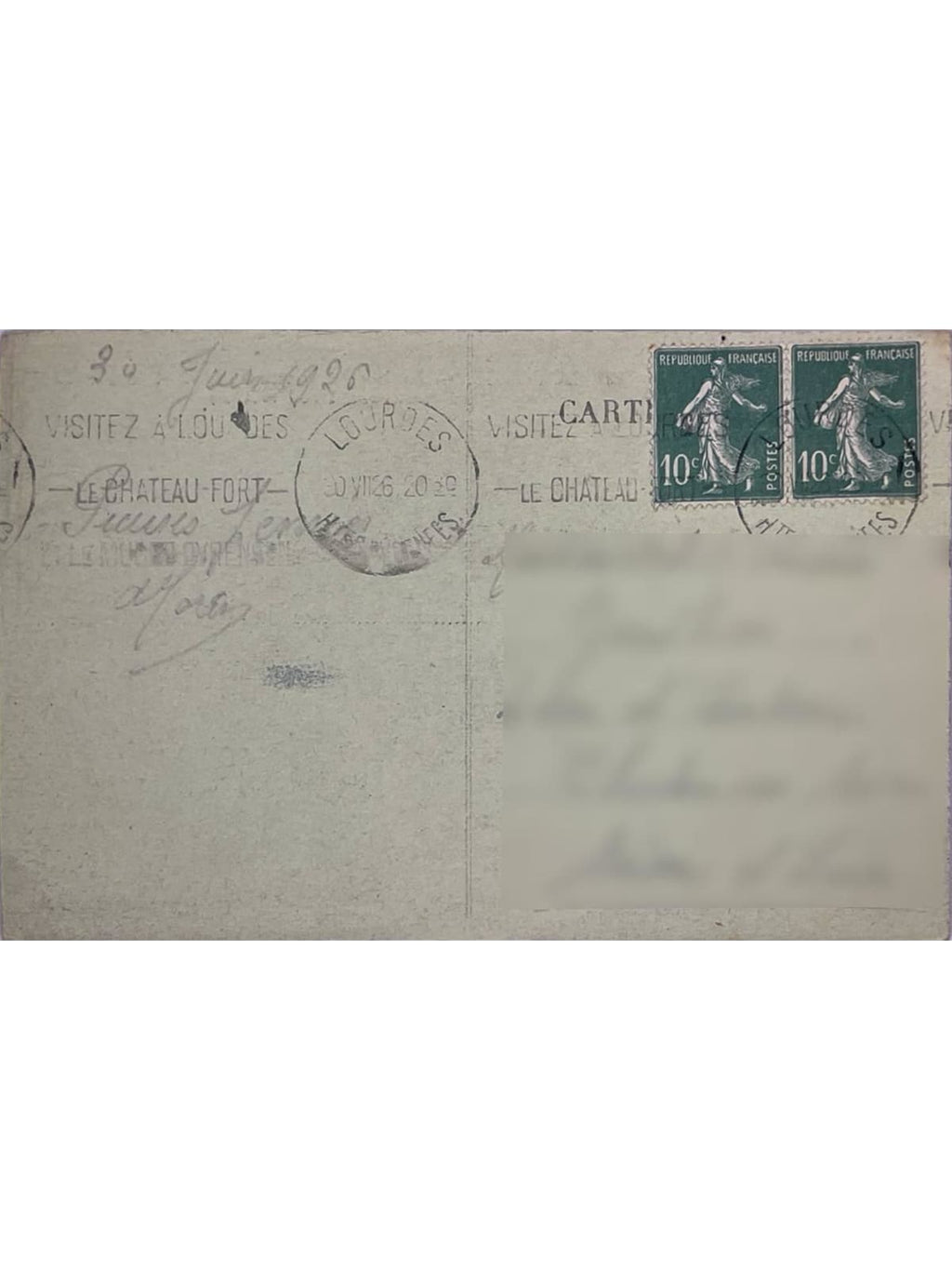 Verso de la carte postale