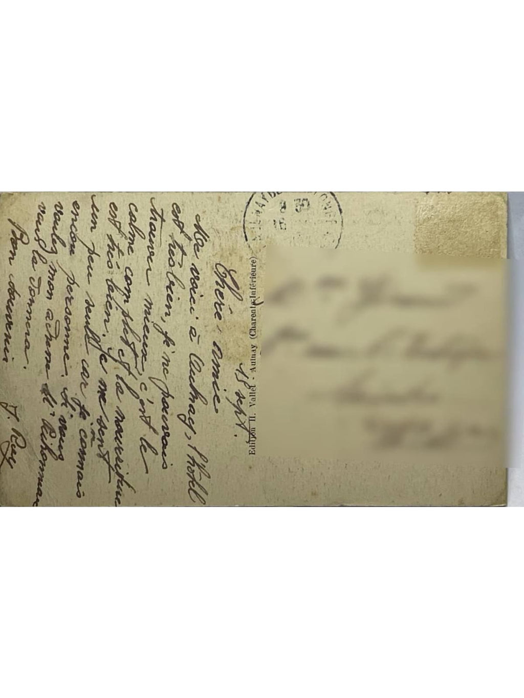 Verso de la carte postale