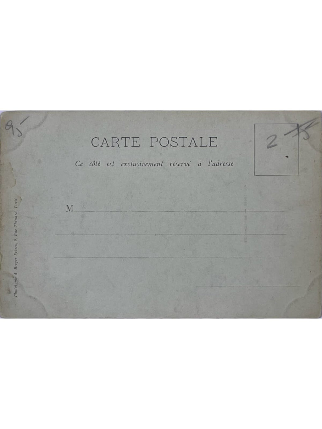 Verso de la carte postale