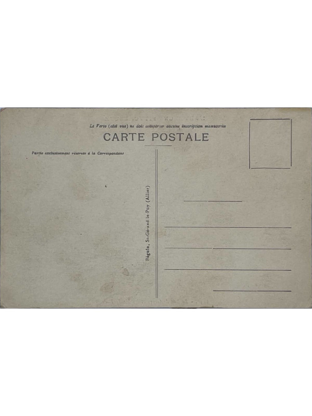 Verso de la carte postale
