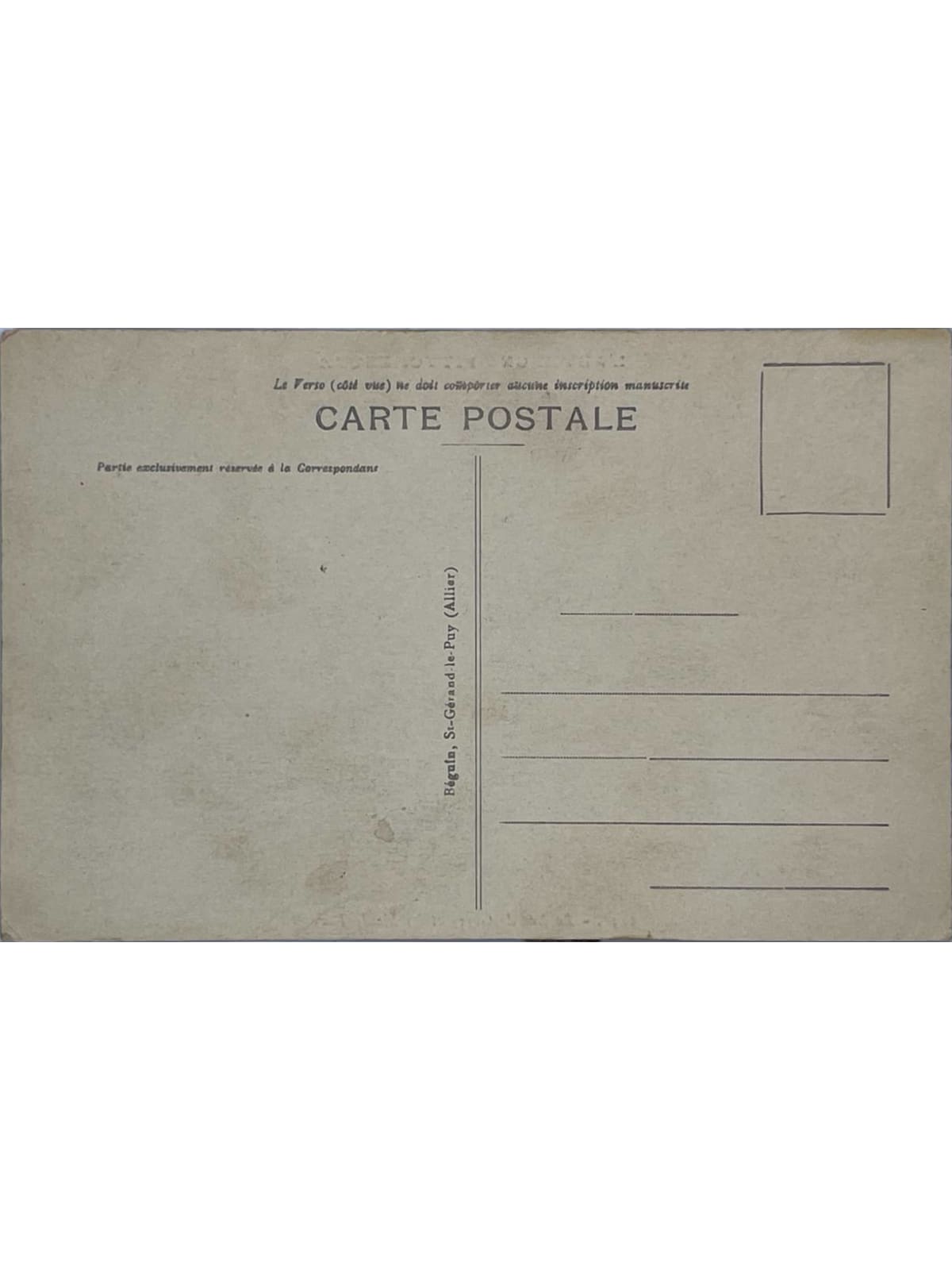 Verso de la carte postale