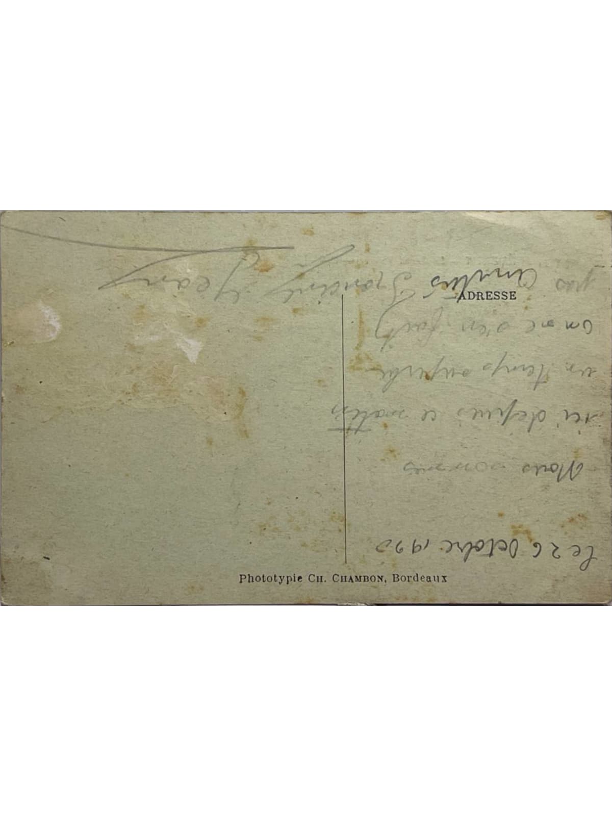 Verso de la carte postale