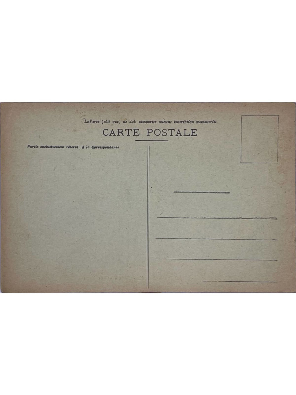 Verso de la carte postale