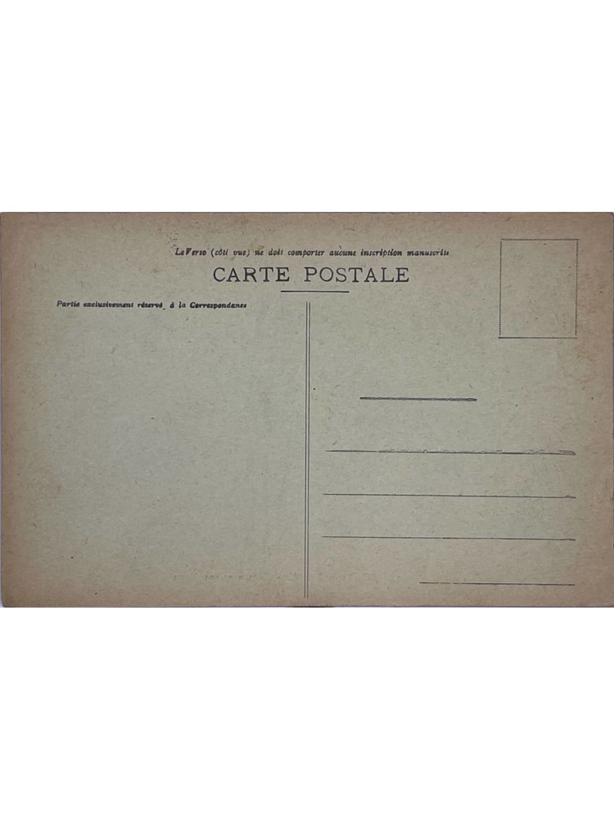 Verso de la carte postale