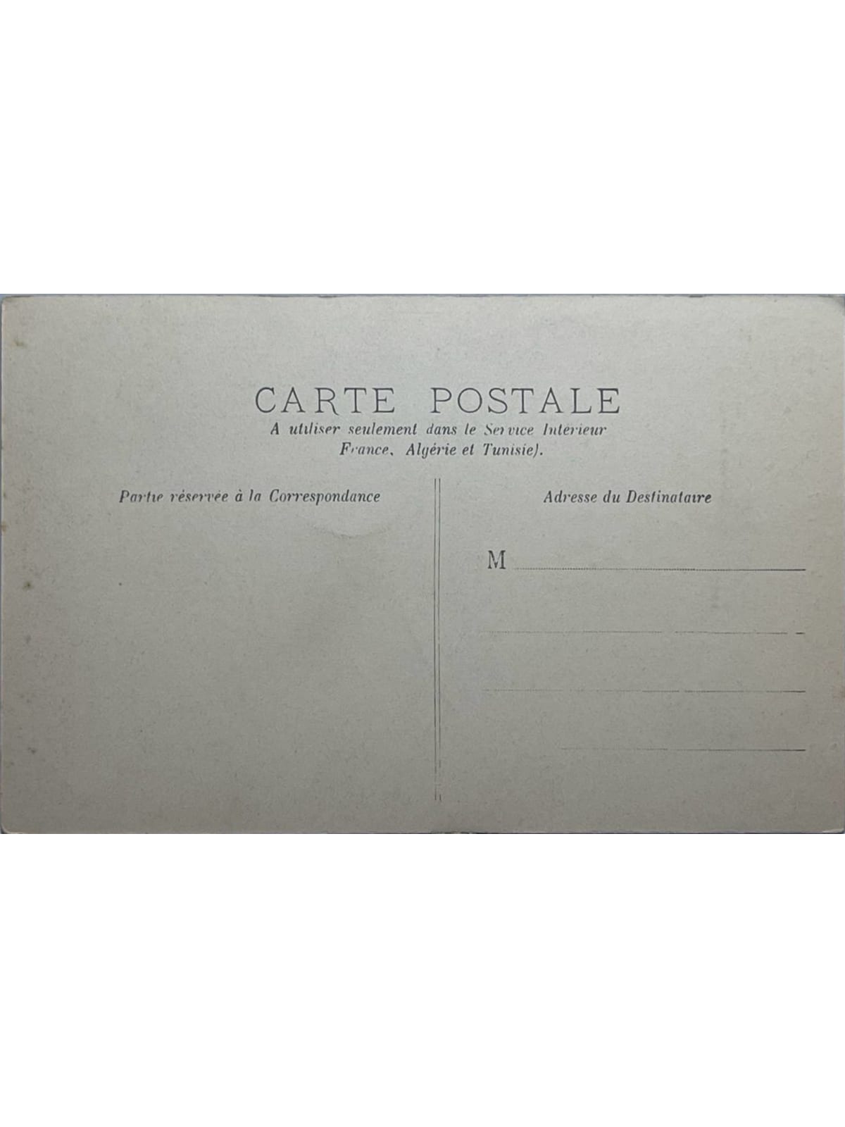 Verso de la carte postale