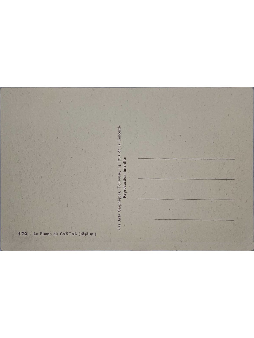 Verso de la carte postale
