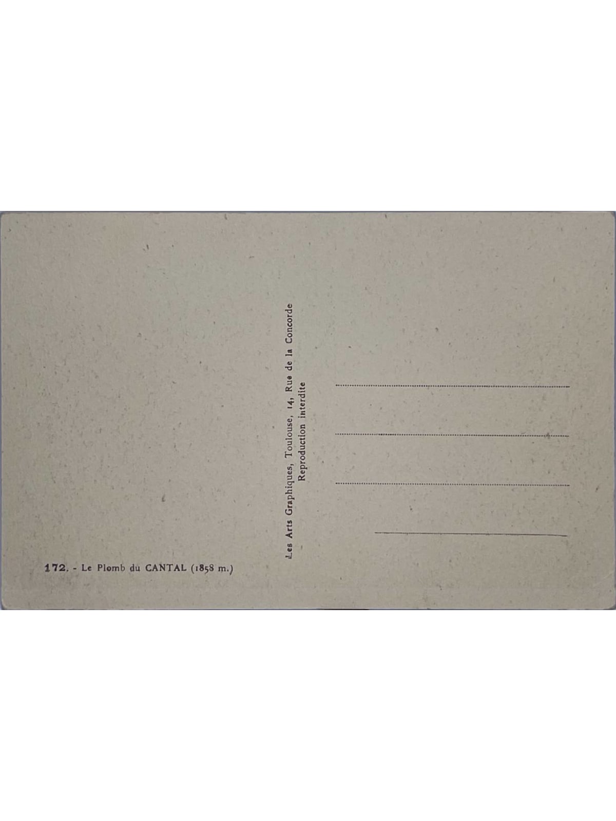 Verso de la carte postale