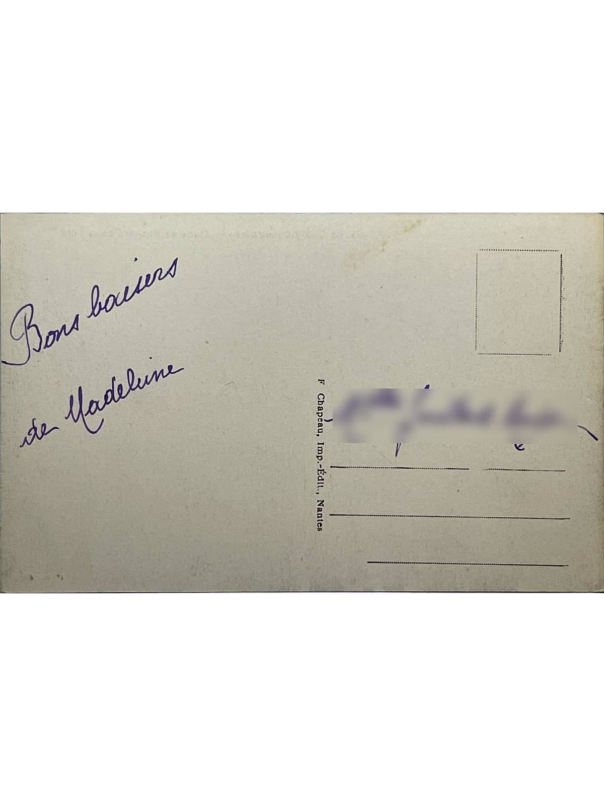 Verso de la carte postale