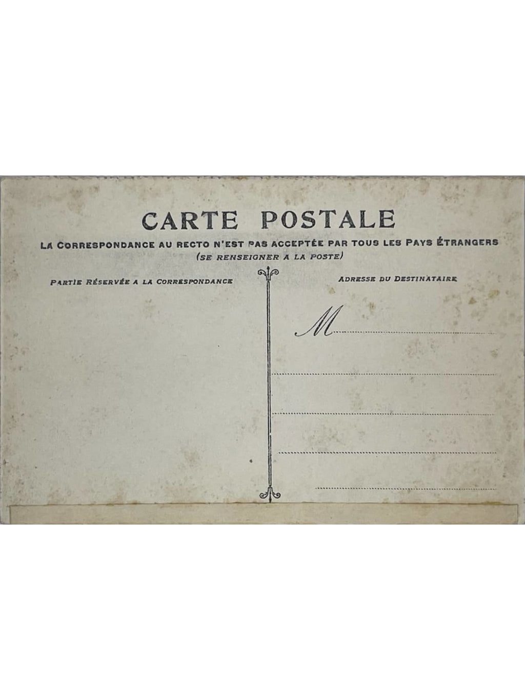 Verso de la carte postale