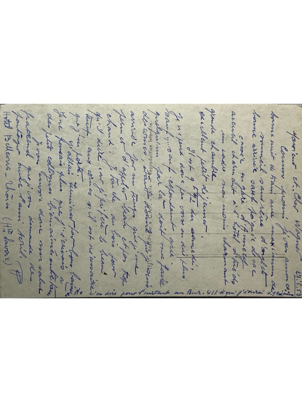 Verso de la carte postale