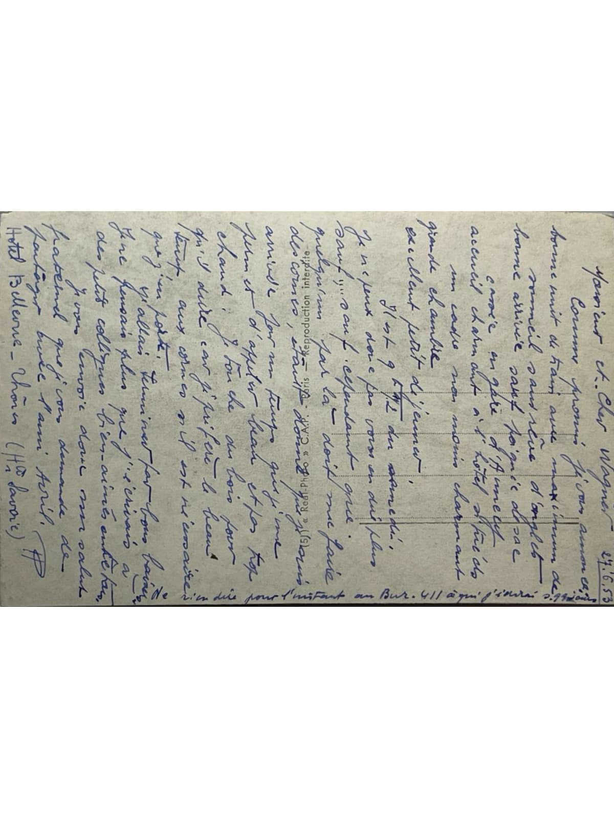 Verso de la carte postale