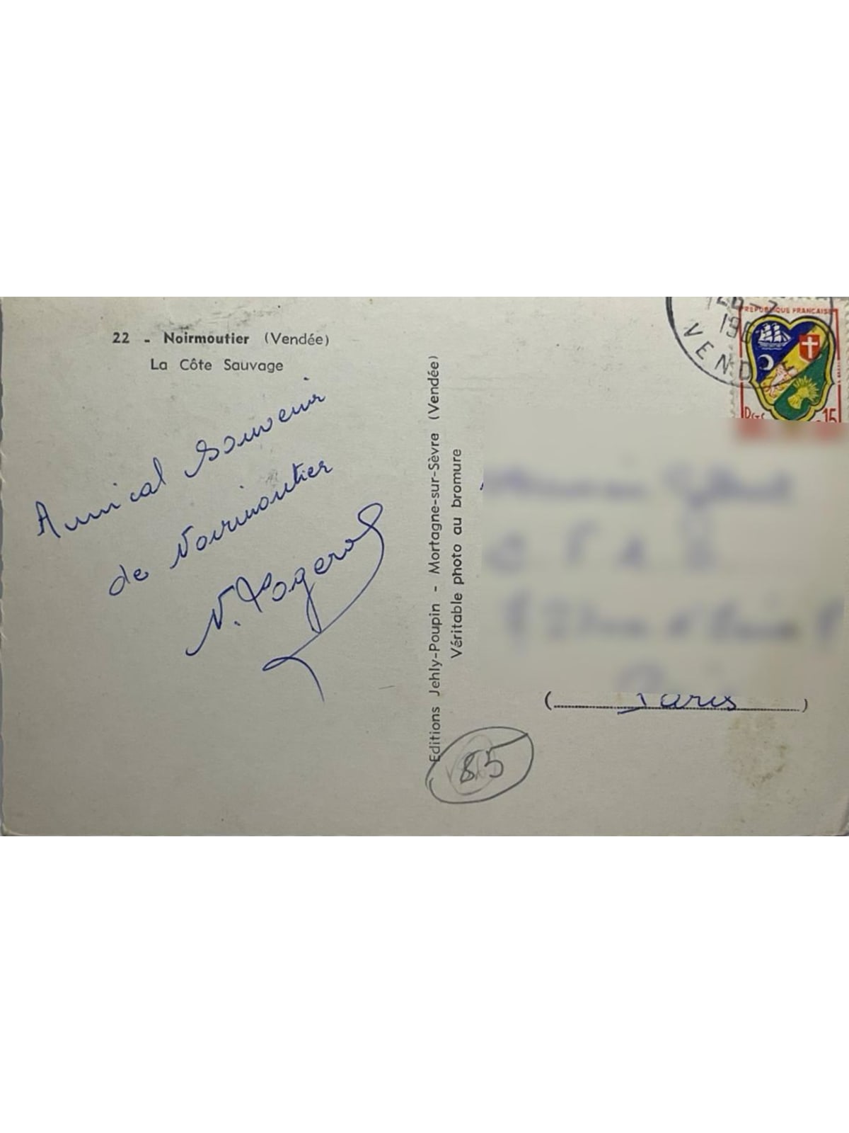 Verso de la carte postale